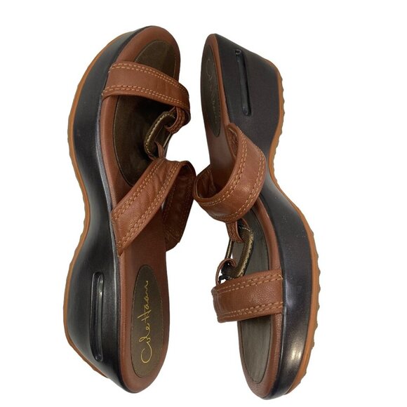 COLE HAAN Women Sandals Size 10 Brown Sasha Slide Wedge Summer Beach Spring s-9 - Picture 6 of 9